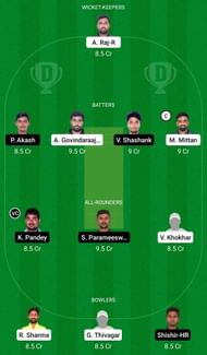 Dream11 Team for Sharks XI vs Lions XI - Pondicherry Men’s T20 2022.